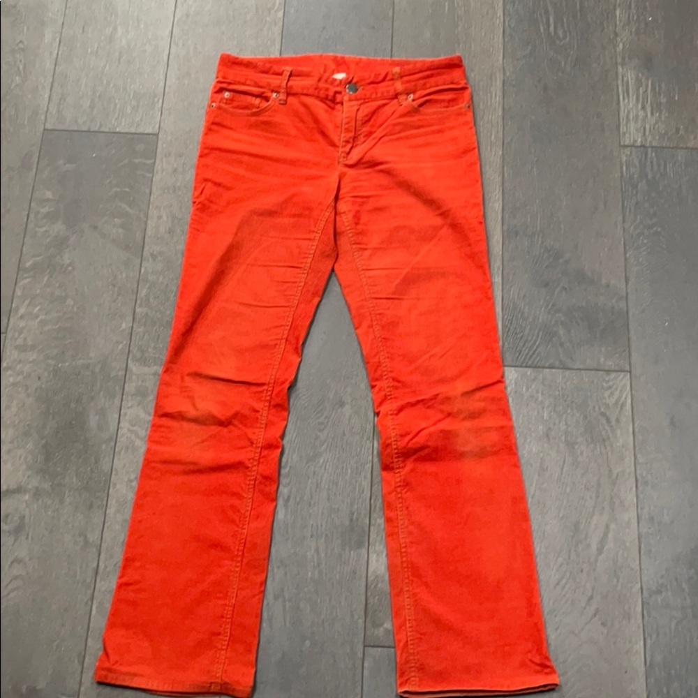 J Crew orange thin corduroy pants